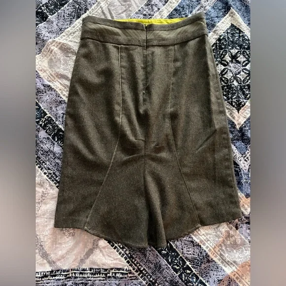 bebe Brown & Neon Green Fitted Flare Y2K Skirt - Picture 2 of 5